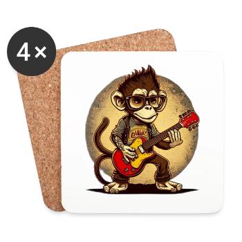 Affe Schimpanse spielt Acousitc Rock Gitarre - Untersetzer (4er-Set) - Weiß - Vorne