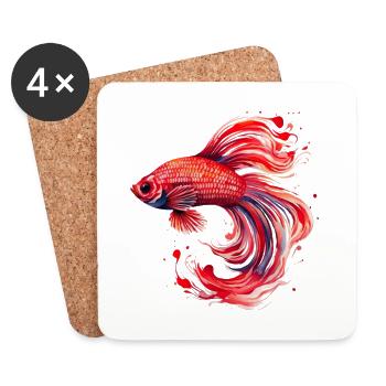 Siamesischer Kampffisch Aquaristik Aquarium - Untersetzer (4er-Set) - Weiß - Vorne