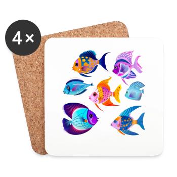 Exotische Zierfische Aquaristik Aquarium - Untersetzer (4er-Set) - Weiß - Vorne
