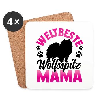 Beste Wolfsspitz Mama Deutscher Keeshond - Untersetzer (4er-Set) - Weiß - Vorne