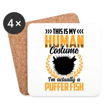 Juste un costume de poisson-globe poisson géant - Dessous de verre (lot de 4) - blanc - Devant
