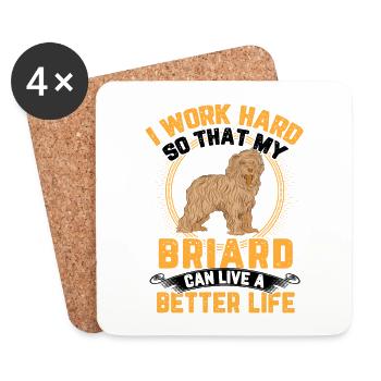 Work hard for my Briard Berger de Brie - Coasters (set of 4) - white - Front