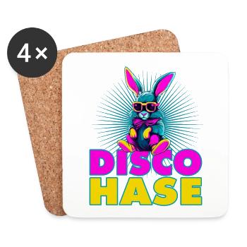 Disco Hase Tanz Tanzen - Untersetzer (4er-Set) - Weiß - Vorne