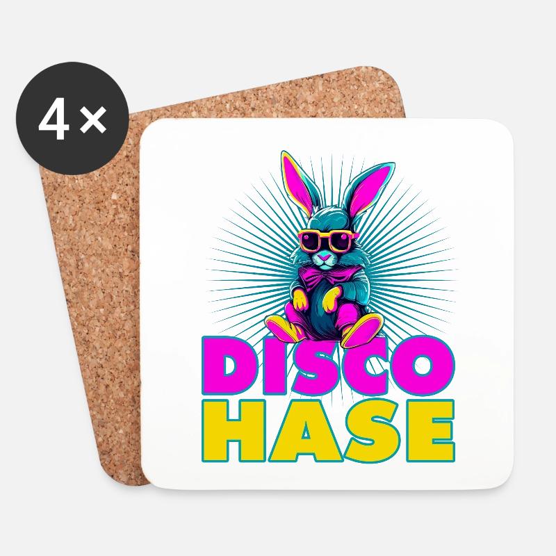 Disco Hase Tanz Tanzen - Untersetzer (4er-Set) - Weiß
