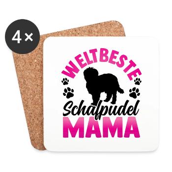 Weltbeste Schafpudel Mama Hütepudel - Untersetzer (4er-Set) - Weiß - Vorne