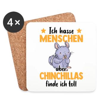 Chinchilla finde ich toll Nagetier Wollmaus - Untersetzer (4er-Set) - Weiß - Vorne