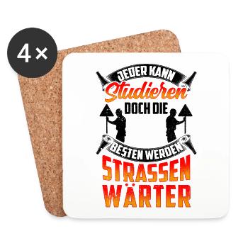 Straßenwärter werden die Besten Straßenbauer - Untersetzer (4er-Set) - Weiß - Vorne