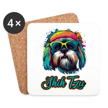 Shih Tzu Hund Hunderasse Löwenhund - Untersetzer (4er-Set) - Weiß - Vorne