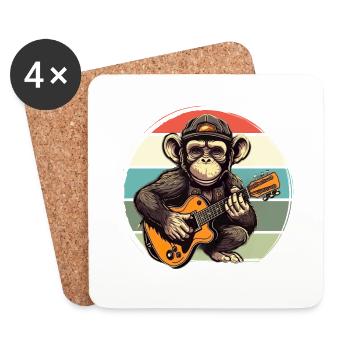Affe Schimpanse spielt Acousitc Rock Gitarre - Untersetzer (4er-Set) - Weiß - Vorne