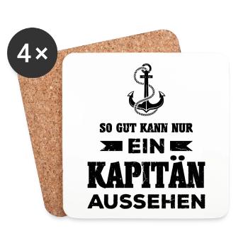 Kapitän Segeln Segelboot Schiff Motorboot Geschenk - Untersetzer (4er-Set) - Weiß - Vorne