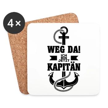 Bootsführerschein Kapitän Segelboot Boot Geschenk - Untersetzer (4er-Set) - Weiß - Vorne