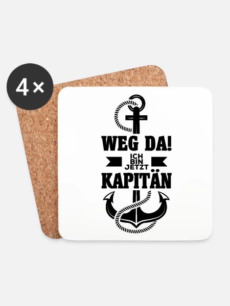 Bootsführerschein Kapitän Segelboot Boot Geschenk - Untersetzer (4er-Set) - Weiß