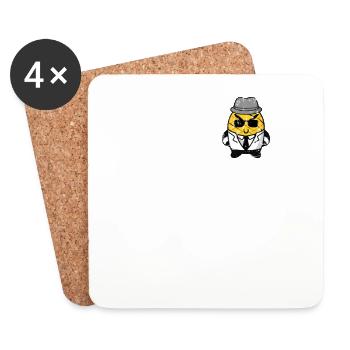 Cute Kawaii Pineapple in Gangster Pocket Grunge - Coasters (set of 4) - white - Front