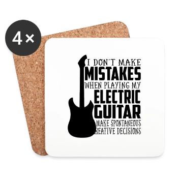 Vater mit E-Gitarre - Untersetzer (4er-Set) - Weiß - Vorne