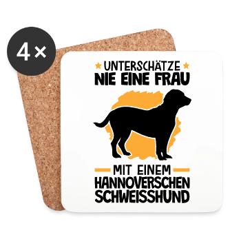 Mann mit einem Hannoverscher Schweißhund - Untersetzer (4er-Set) - Weiß - Vorne