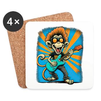 Affe Schimpanse spielt Acousitc Rock Gitarre - Untersetzer (4er-Set) - Weiß - Vorne