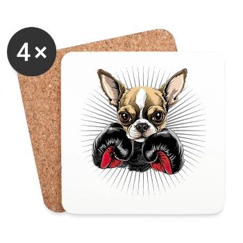 Niedlicher Chihuahua als Boxer für einen - Untersetzer (4er-Set) - Weiß - Vorne