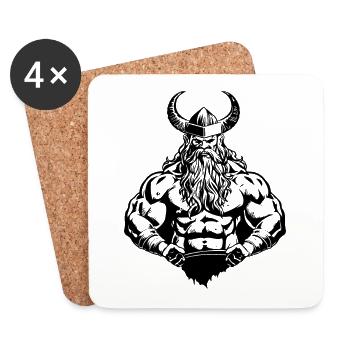 Viking Muscles Workout Fitness - Dessous de verre (lot de 4) - blanc - Devant