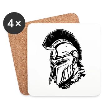 Spartan Warrior Sparta Head - Dessous de verre (lot de 4) - blanc - Devant