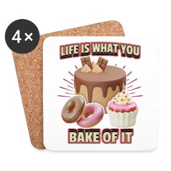 Pie, bakery, cake baking funny saying - Coasters (set of 4) - white - Front