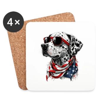 Drapeau patriotique dalmate américain - Dessous de verre (lot de 4) - blanc - Devant