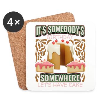 Cake, Birthday, Birthday Cake, 3D Saying - Coasters (set of 4) - white - Front