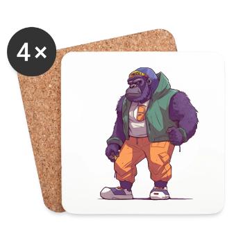 Streetart Gorilla Urban Rap Street Affe - Untersetzer (4er-Set) - Weiß - Vorne