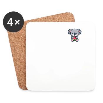 Koala Eats Watermelon Pocket - Coasters (set of 4) - white - Front