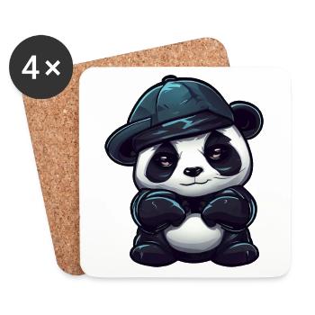 Cool panda with red eyes - Coasters (set of 4) - white - Front