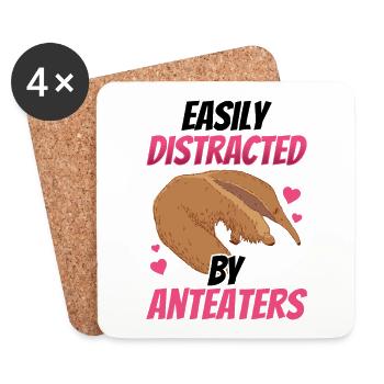 Distracted by anteater ant-eaters - Coasters (set of 4) - white - Front