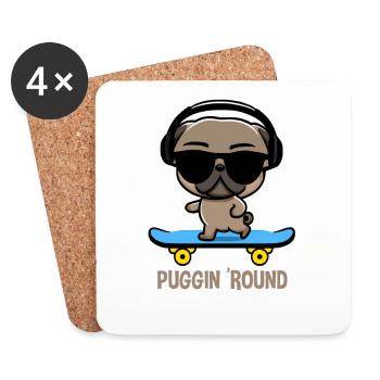 Carlin sur skateboard en train de faire du pugging - Dessous de verre (lot de 4) - blanc - Devant