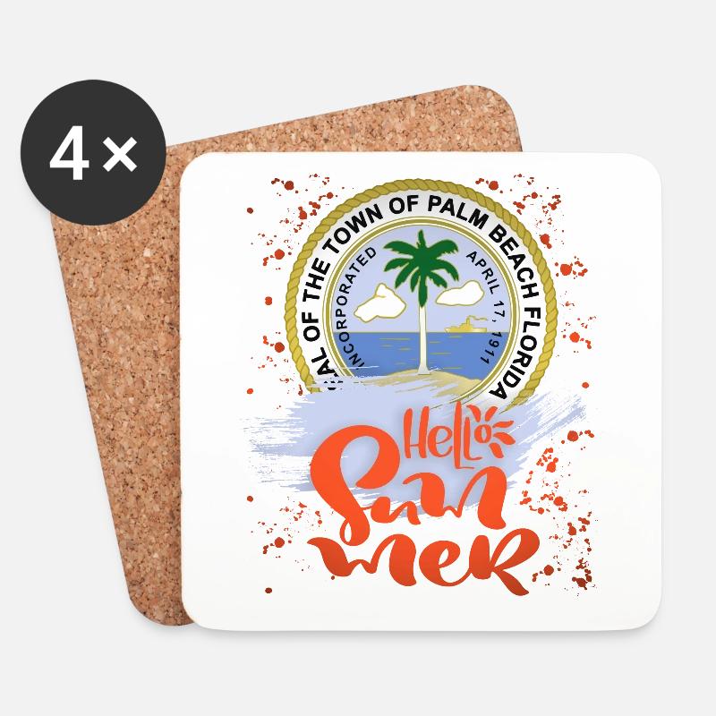 Palm-Beach Florida, Sommerurlaub, Spruch - Untersetzer (4er-Set) - Weiß