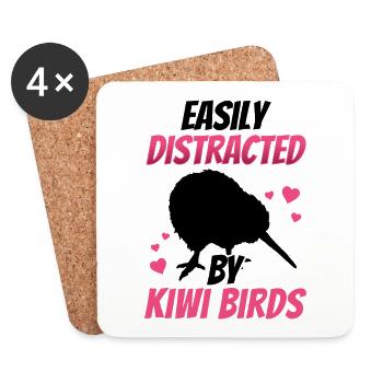 Kiwi bird distracts New Zealand kiwi - Coasters (set of 4) - white - Front