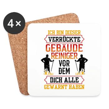Dieser verrückte Gebäudereiniger Fensterputzer - Untersetzer (4er-Set) - Weiß - Vorne