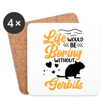 Langweilig ohne Rennmaus Nagetier Gerbil - Untersetzer (4er-Set) - Weiß - Vorne