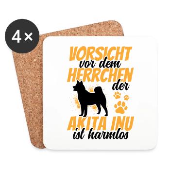 Vorsicht vor dem Akita Inu japanischer Akita Inu - Untersetzer (4er-Set) - Weiß - Vorne
