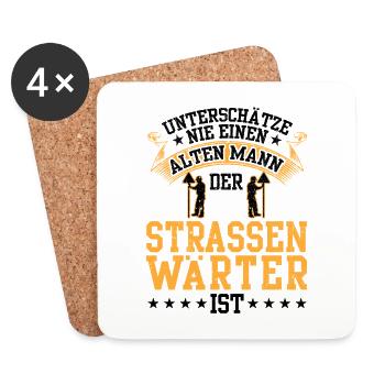 Alter Mann der Straßenwärter ist Straßenbauer - Untersetzer (4er-Set) - Weiß - Vorne