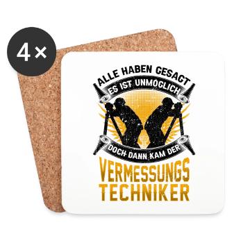Vermessungstechniker unmöglich Vermesser - Untersetzer (4er-Set) - Weiß - Vorne