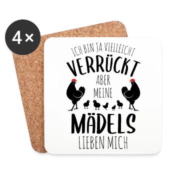 Hühner Huhn Hühnerstall Bauernhof Bauer Geschenk - Untersetzer (4er-Set) - Weiß - Vorne