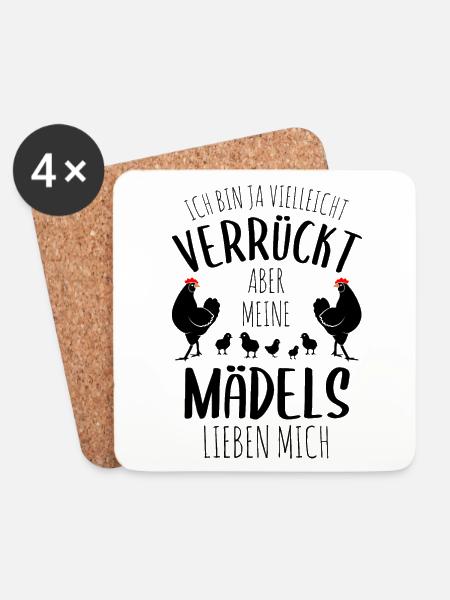 Hühner Huhn Hühnerstall Bauernhof Bauer Geschenk - Untersetzer (4er-Set) - Weiß