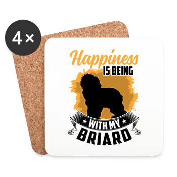 Briard me rend heureux Berger de Brie - Dessous de verre (lot de 4) - blanc - Devant