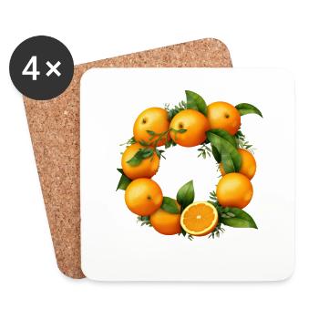 Orange Buchstabe Orangenfrüchte - Untersetzer (4er-Set) - Weiß - Vorne