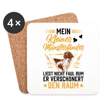 Kleiner Münsterländer liegt nicht faul rum - Untersetzer (4er-Set) - Weiß - Vorne