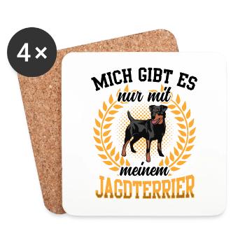Nur mit meinem Jagdterrier Deutscher Jagdhund - Untersetzer (4er-Set) - Weiß - Vorne