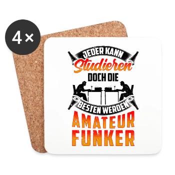 Nur die Besten werden Amateurfunker Hobbyfunker - Untersetzer (4er-Set) - Weiß - Vorne