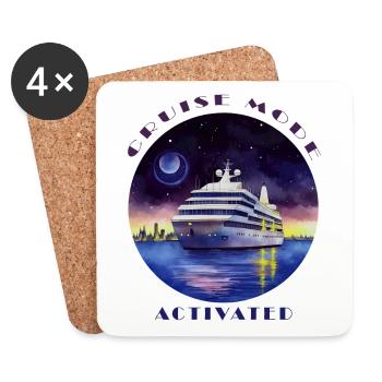 Mode croisière activé - Vacances en croisière - Dessous de verre (lot de 4) - blanc - Devant