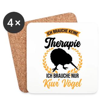 Brauche nur Kiwi Vogel Neuseeland - Untersetzer (4er-Set) - Weiß - Vorne