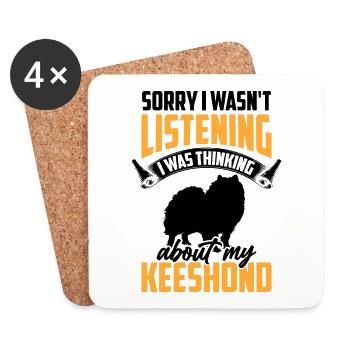 Thought of Wolfsspitz German Keeshond - Coasters (set of 4) - white - Front