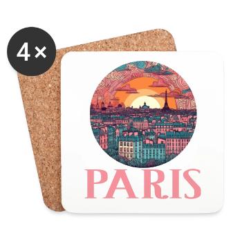 Paris Eiffelturm Bonjour Souvenirs - Untersetzer (4er-Set) - Weiß - Vorne