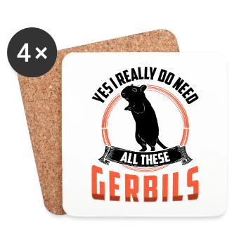 Brauche all diese Rennmäuse Nagetier Gerbil - Untersetzer (4er-Set) - Weiß - Vorne